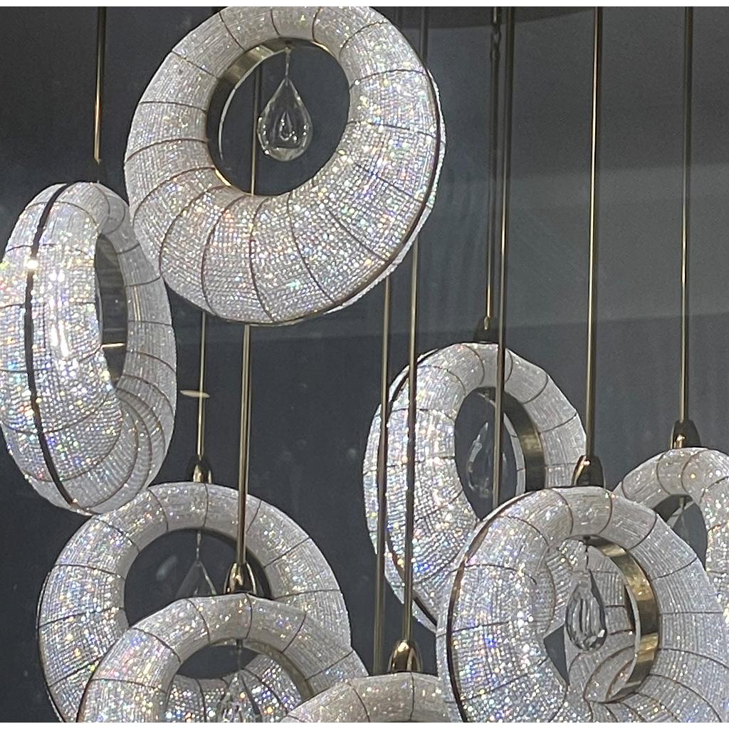 Luxury Ceiling Lamp 280 cm x 150 cm 10 Hoops