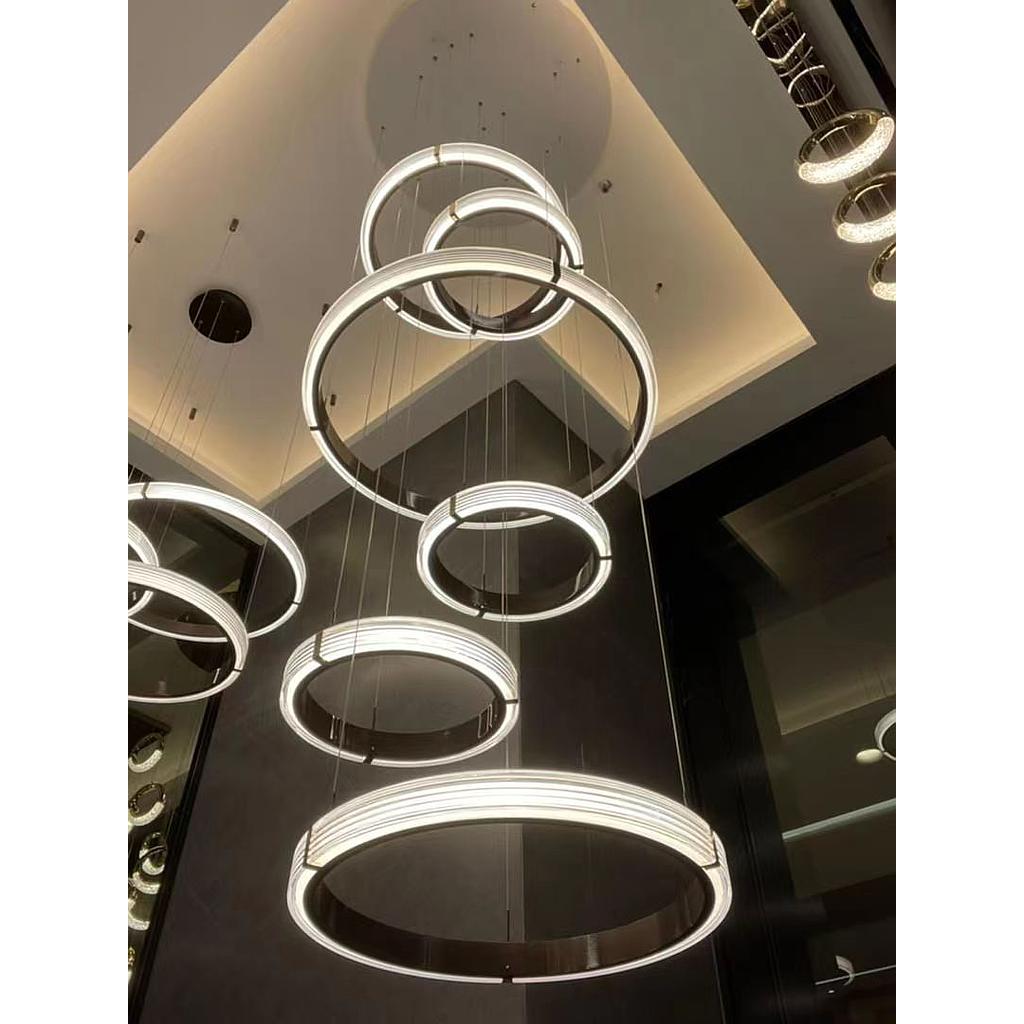 Luxury Ceiling Lamp 6 Glass Hoops 